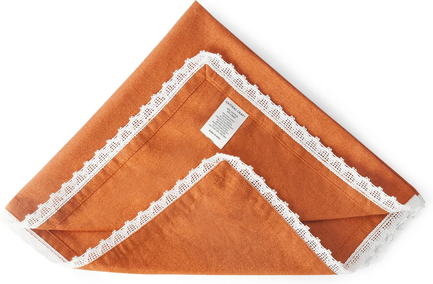 NATURALCRAFT 20X20 inch Oversized cloth Napkins Cotton linen 12 Pack Premium Quality Mitered Corners With Elegant Lace