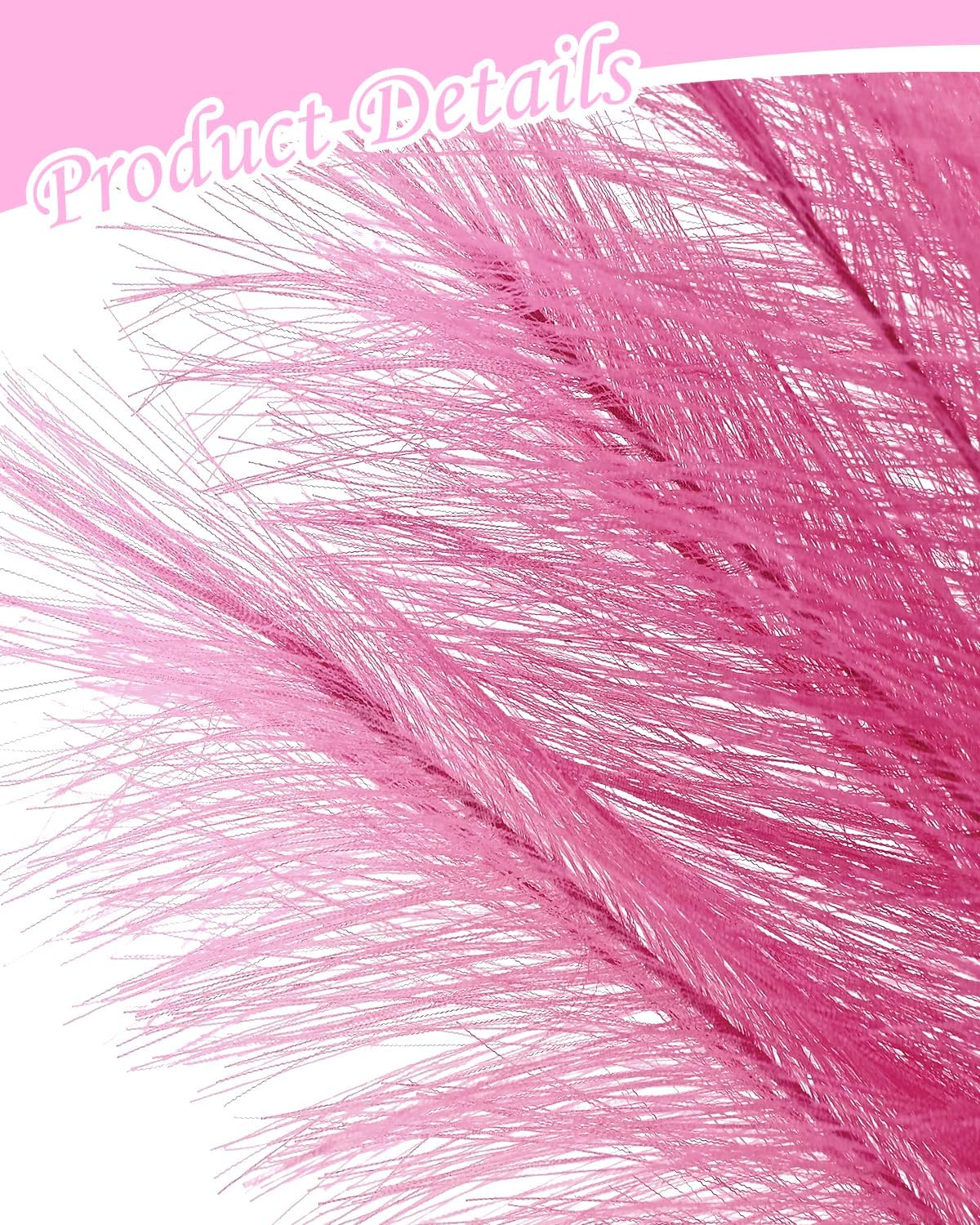 Hot Pink Short Artificial Pompous Grass Fluffy Fake Pompas Grass / Rosy Pink / 17.7 Inch / Set of 60