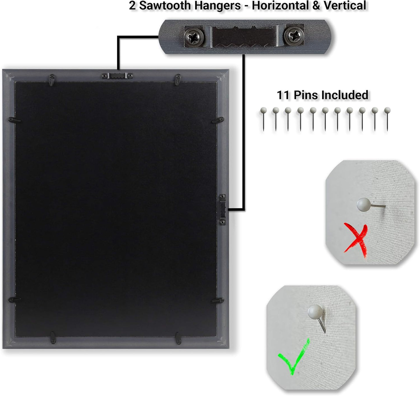 Large Shadow Box, Thick Black Frame | 2 Background Options, Black Felt or Natural Linen | 13x16 ext. Size, fit Photos