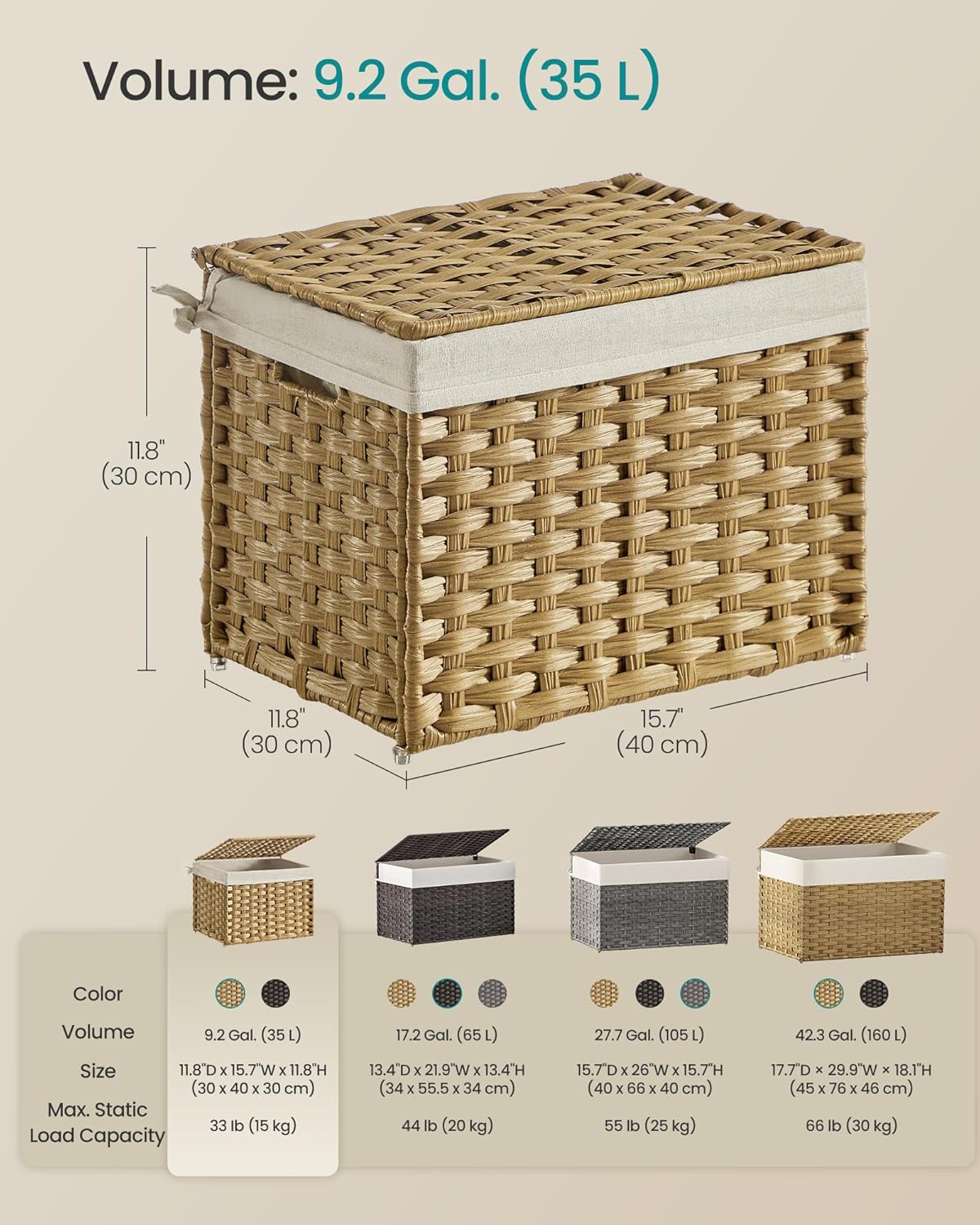 Metal Frame / Woven Blanket Storage Bin / 35 L / Natural