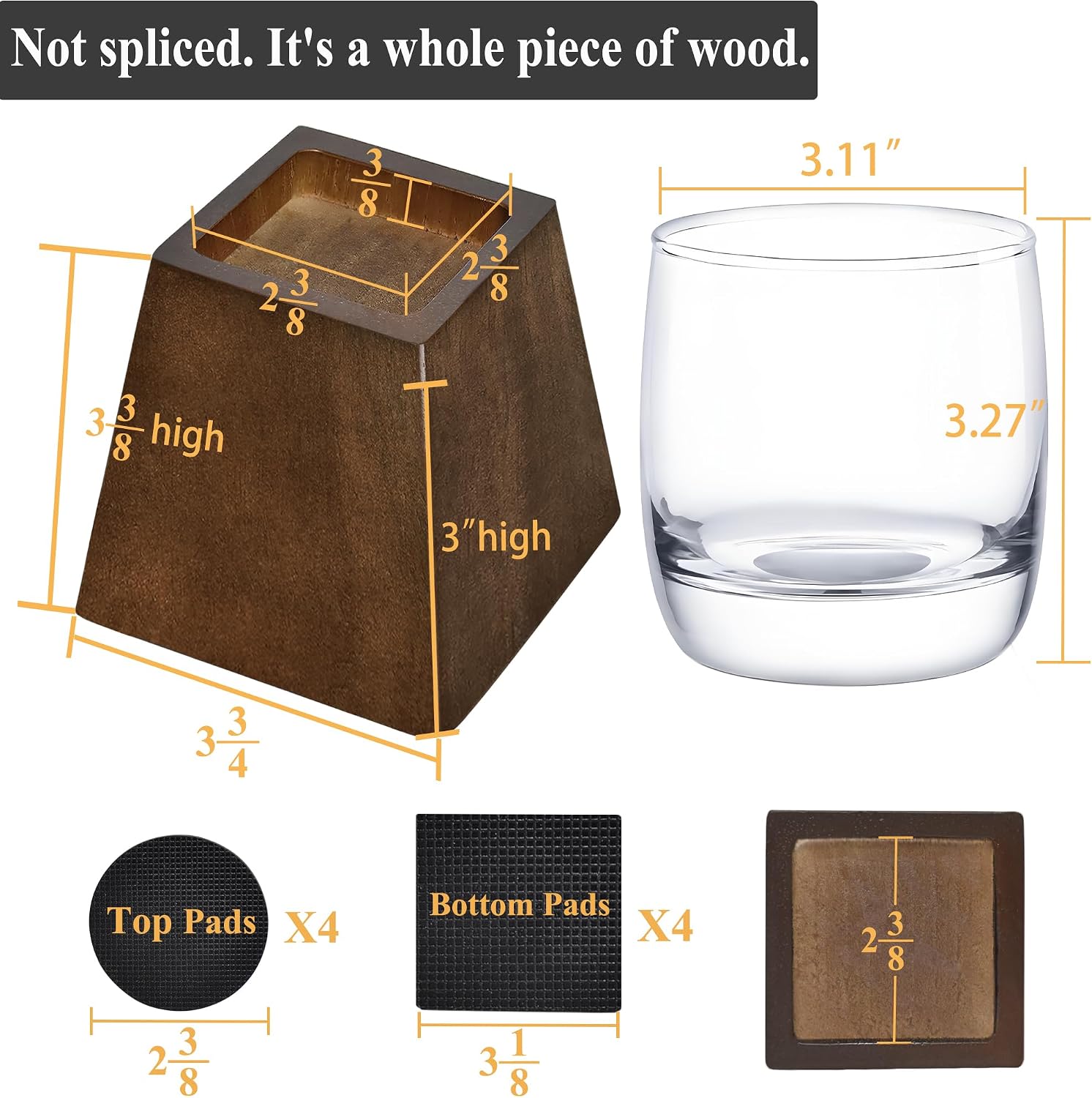 Wood Bed Risers (3 inch Pyramid)