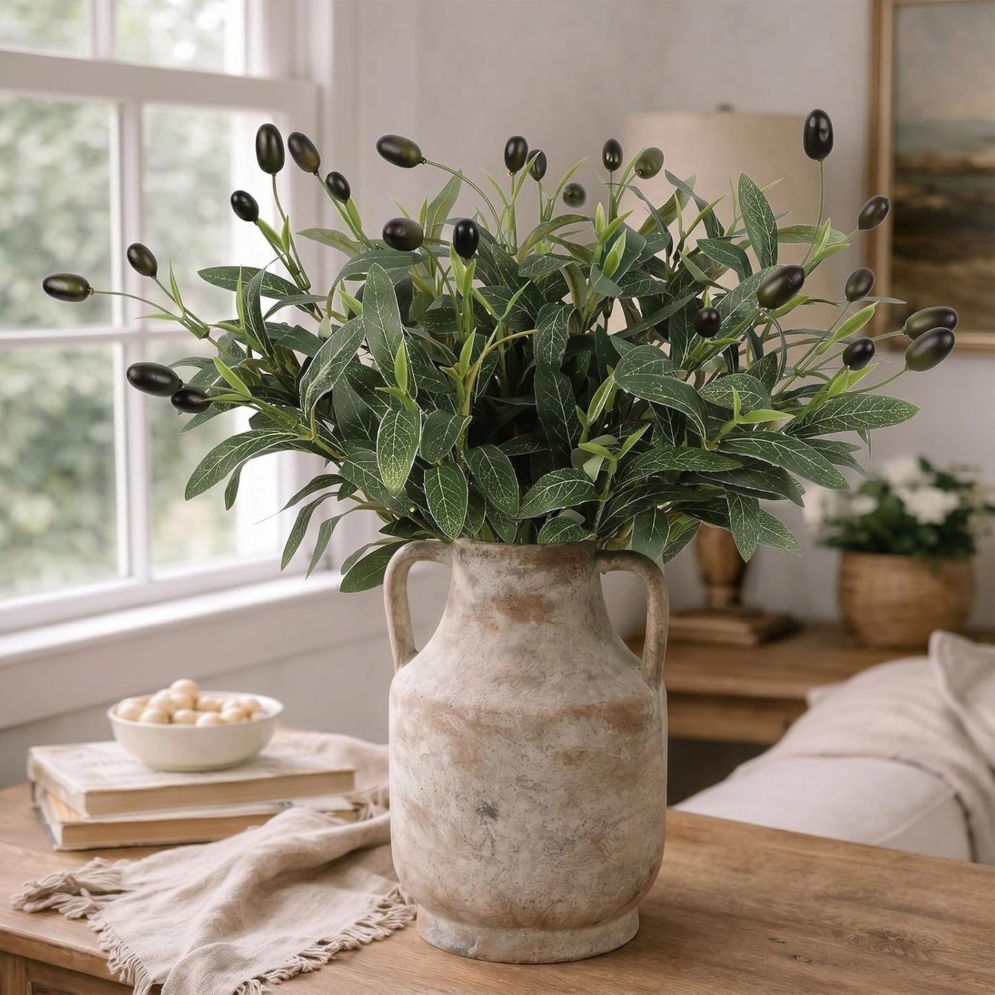 Faux Olive Tree Branches / Green / 19.6 Inch / Set of 6
