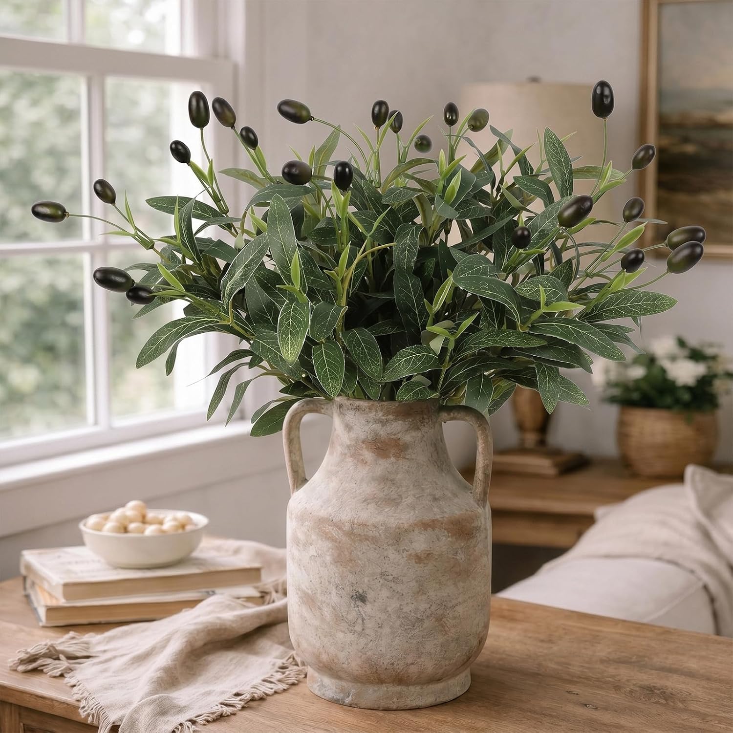 Faux Olive Tree Branches / Green / 19.6 Inch / Set of 6