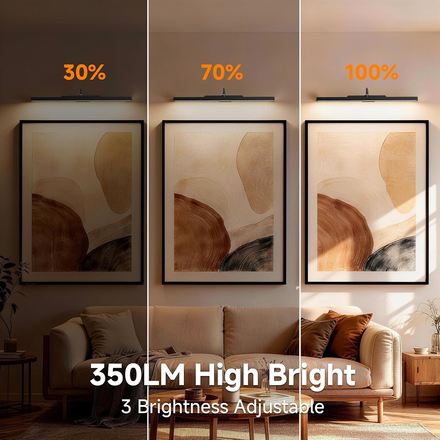 Gallery Picture Light Black,6000mAh Wireless Artwork Lighting,Rechargeable Battery Powered Remote Dimmable LED for