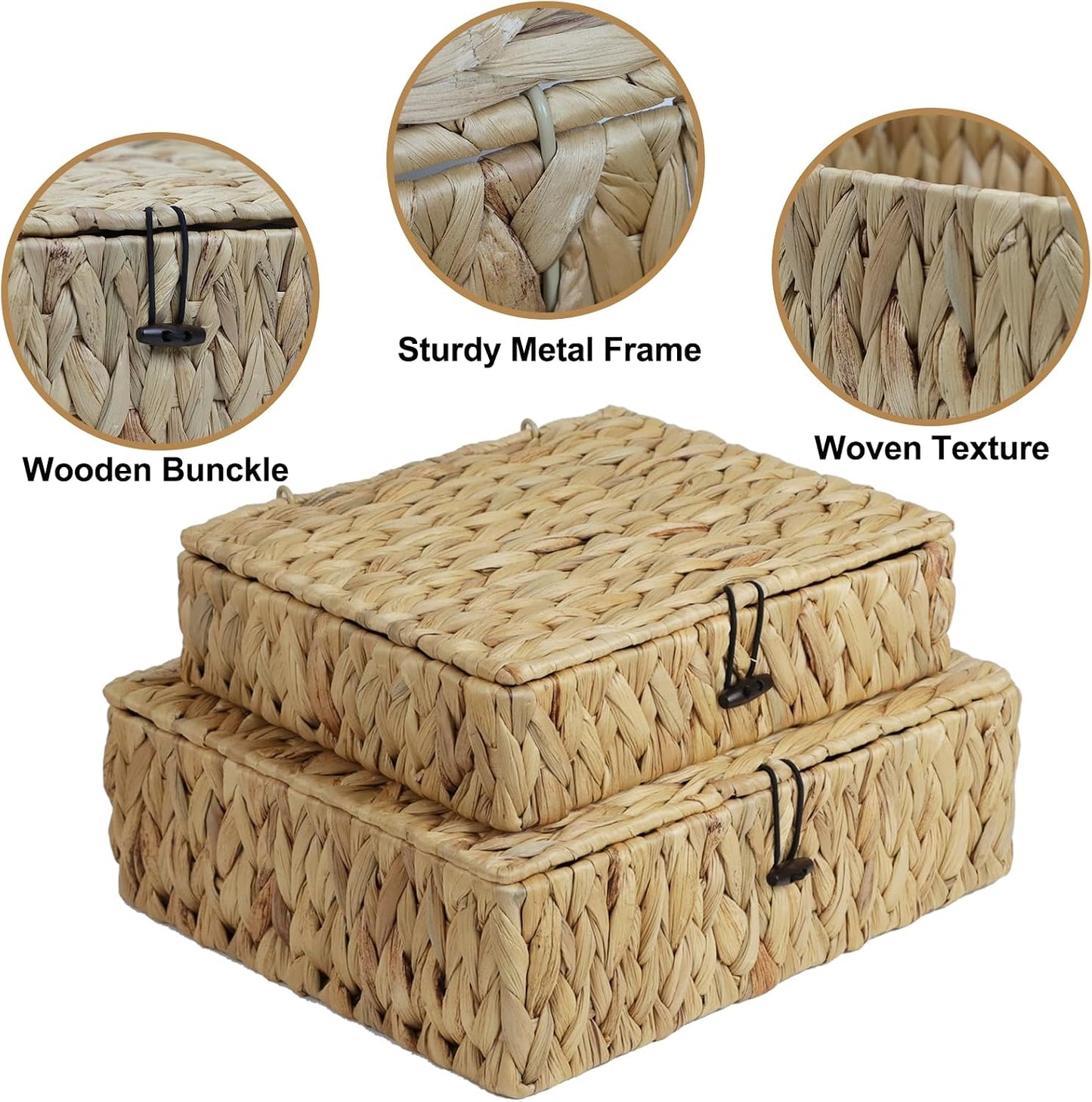 Decorative Woven Basket Boxes / Water Hyacinth / Large