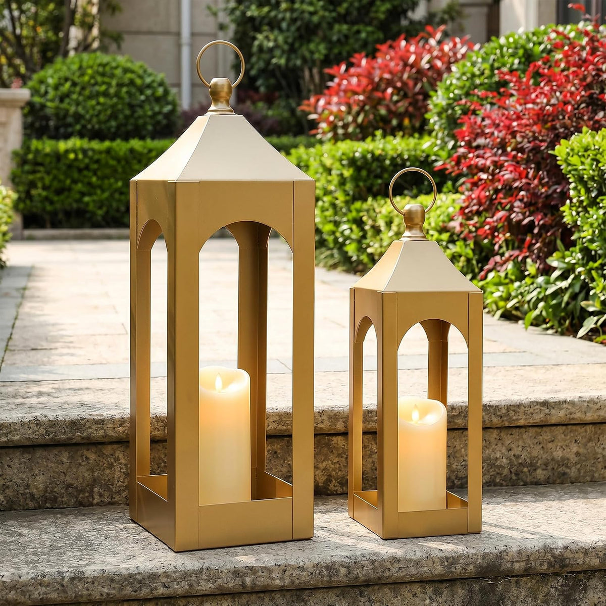 Modern Farmhouse Lantern Decor Metal Decorative Hanging Candle Lanterns | Ideal for Home Decor, Parties & Events, 21.2"