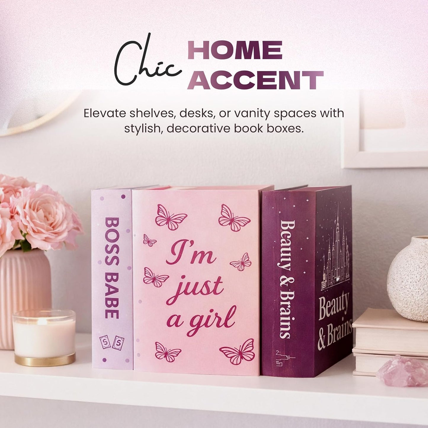 Storage- Faux Book Boxes for Glam Room / Set of 3