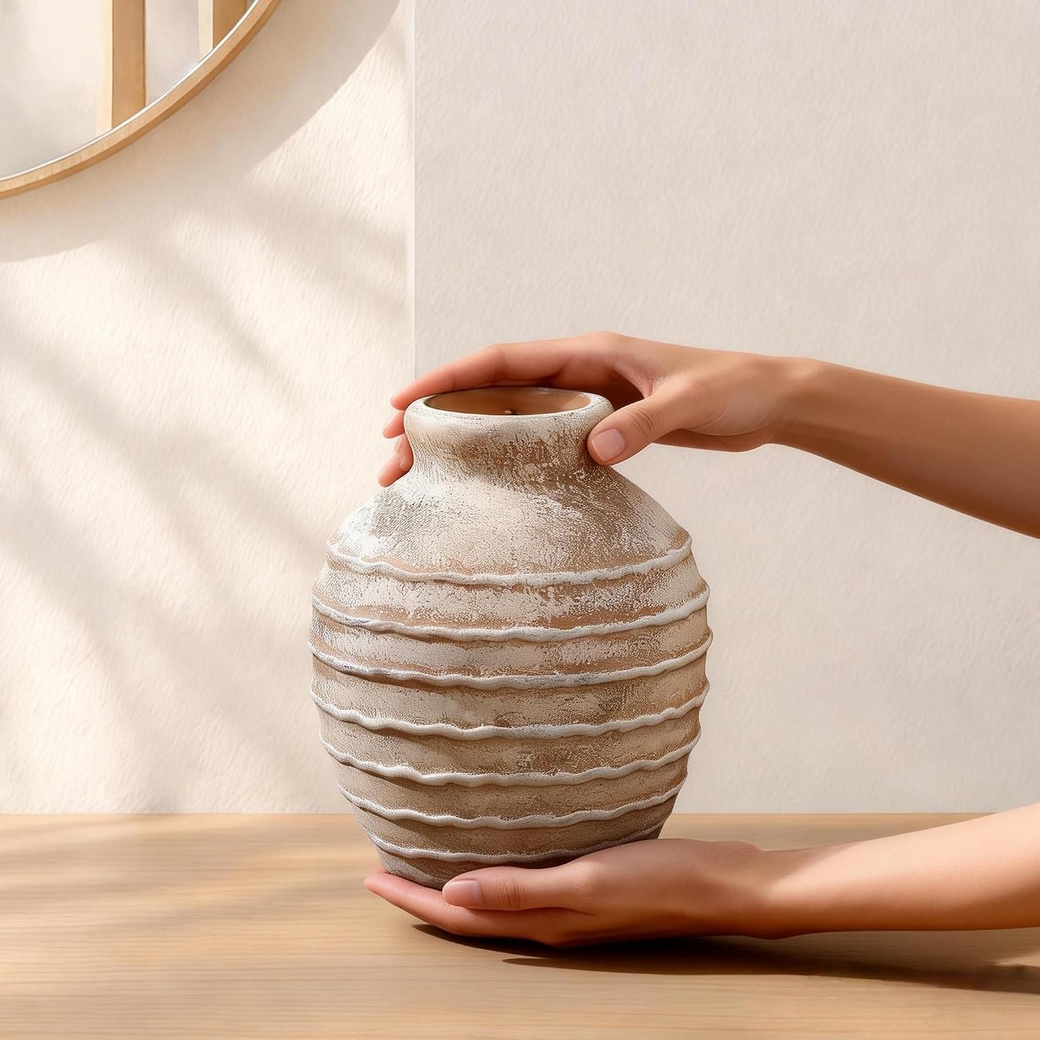 Ceramic Vase for Flowers / Terracotta Brown
