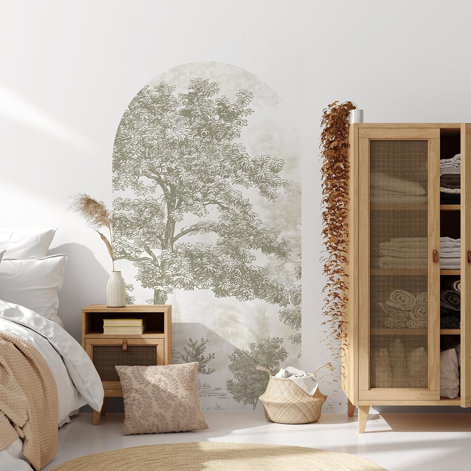 Vintage Forest Arch Wall Decal " Peel and Stick Canvas Waterproof Self-Adhesive Removable / 31 x 59