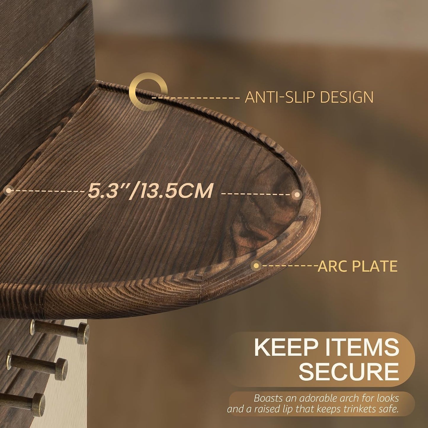 Rustic Wooden Key Hooks / Brown