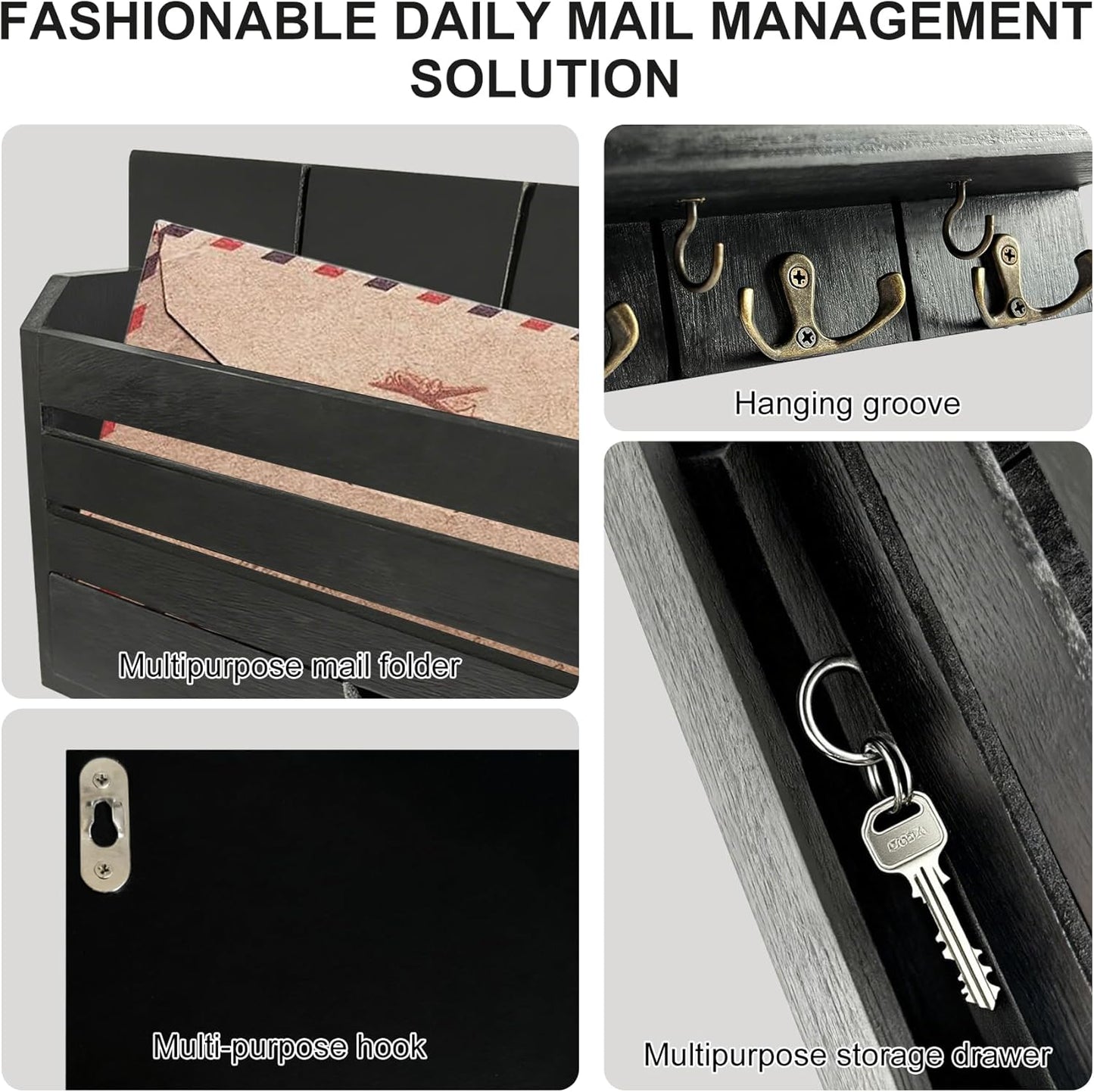 Wooden Wall Mount Key Holder / Brown