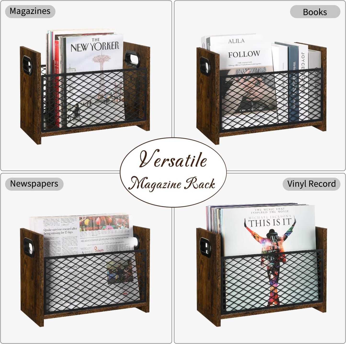 YINMIT Magazine Holder, Magazine Rack Floor, Magazine Storage Basket, File Holder Organizer, Folder Organizer for