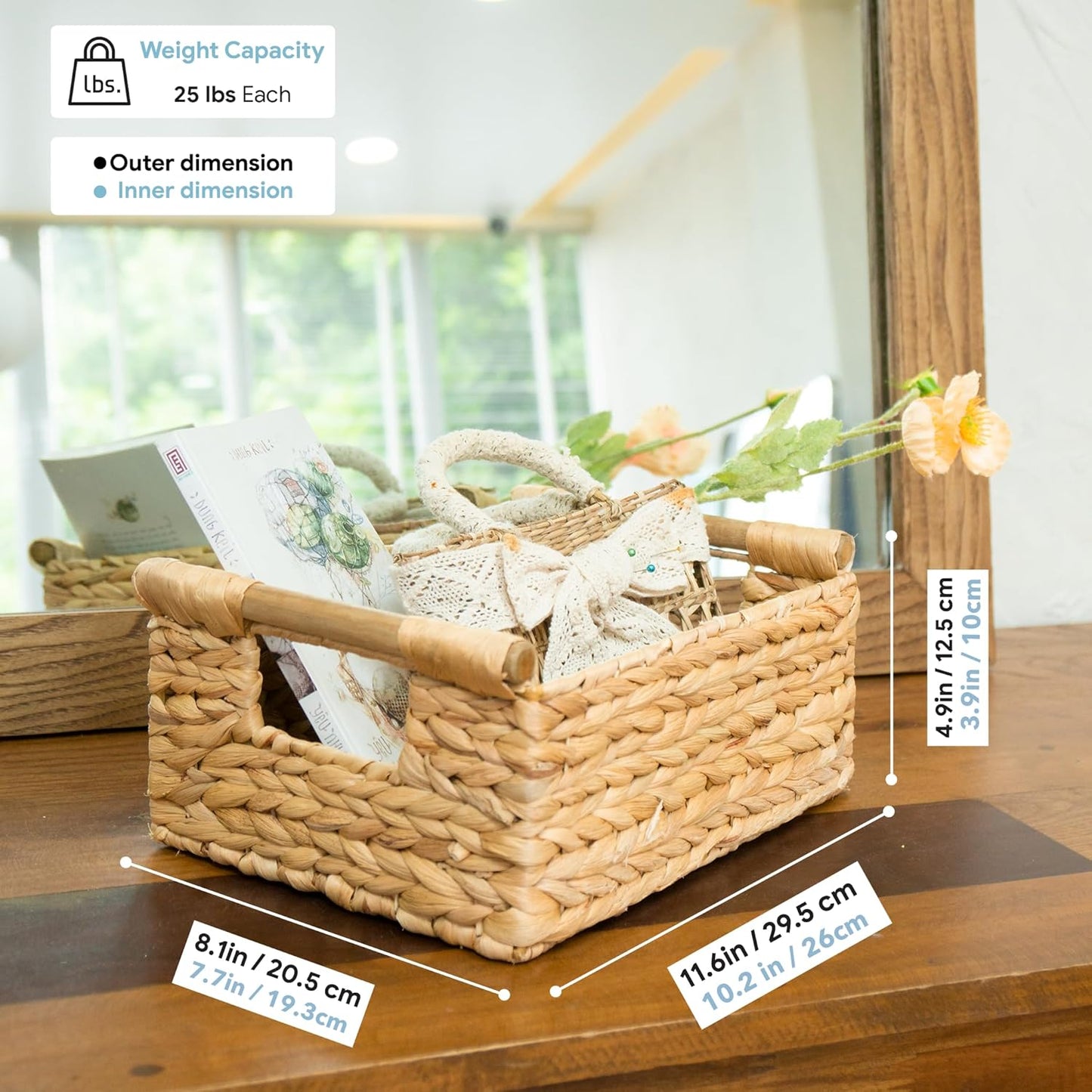 Hyacinth Wicker Basket / Water Hyacinth / Small / 11.6 x 8.1 x 4.9