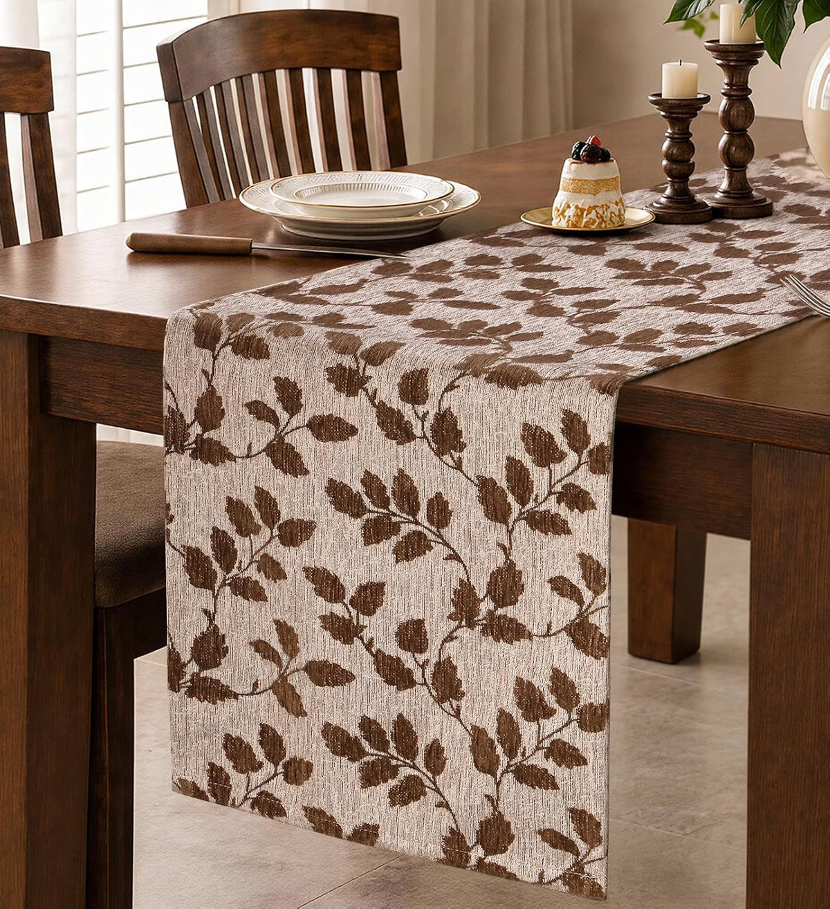 Softalker Christmas Checkered Table Runner, Green and White, 13 x 70 Inch