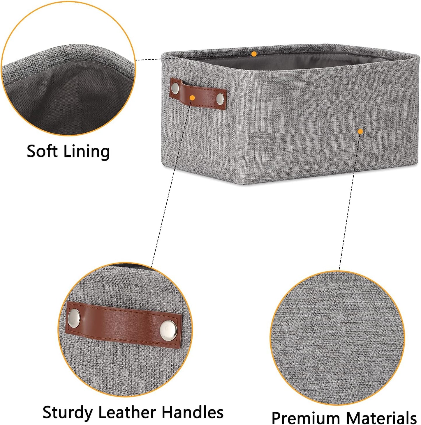 Fabric Storage Bins / Grey / 11.8 x 7.9 x 5.1 / Small/6p / Set of 3