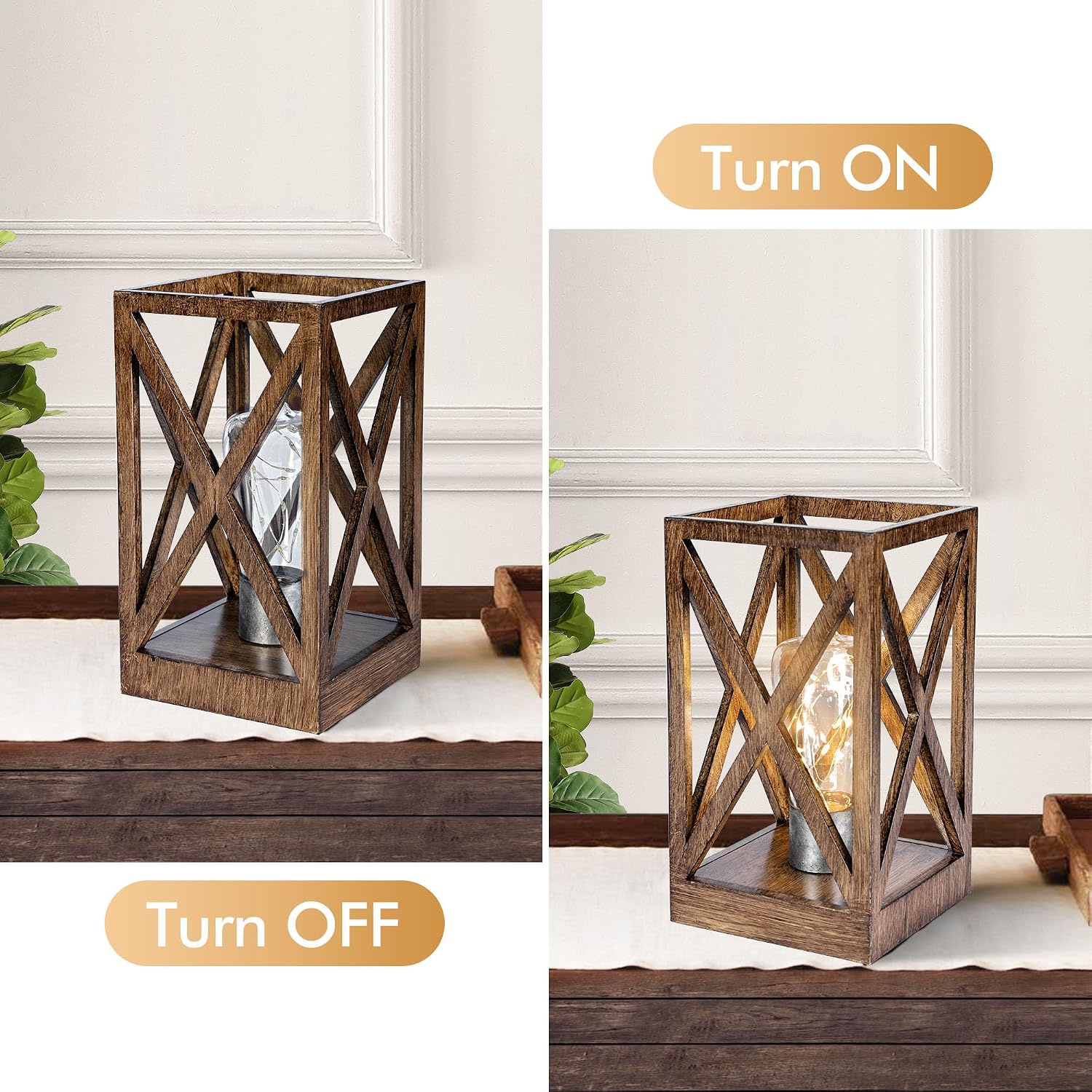 WINGBO 2 Pack Retro Battery Powered Table Lamps, Battery Operated Cordless Lamp Set, Portable Nightlight Decorative