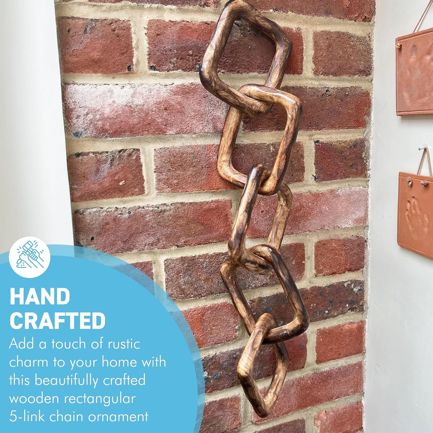 Rustic Wooden rectangular 5-Link Chain Ornament