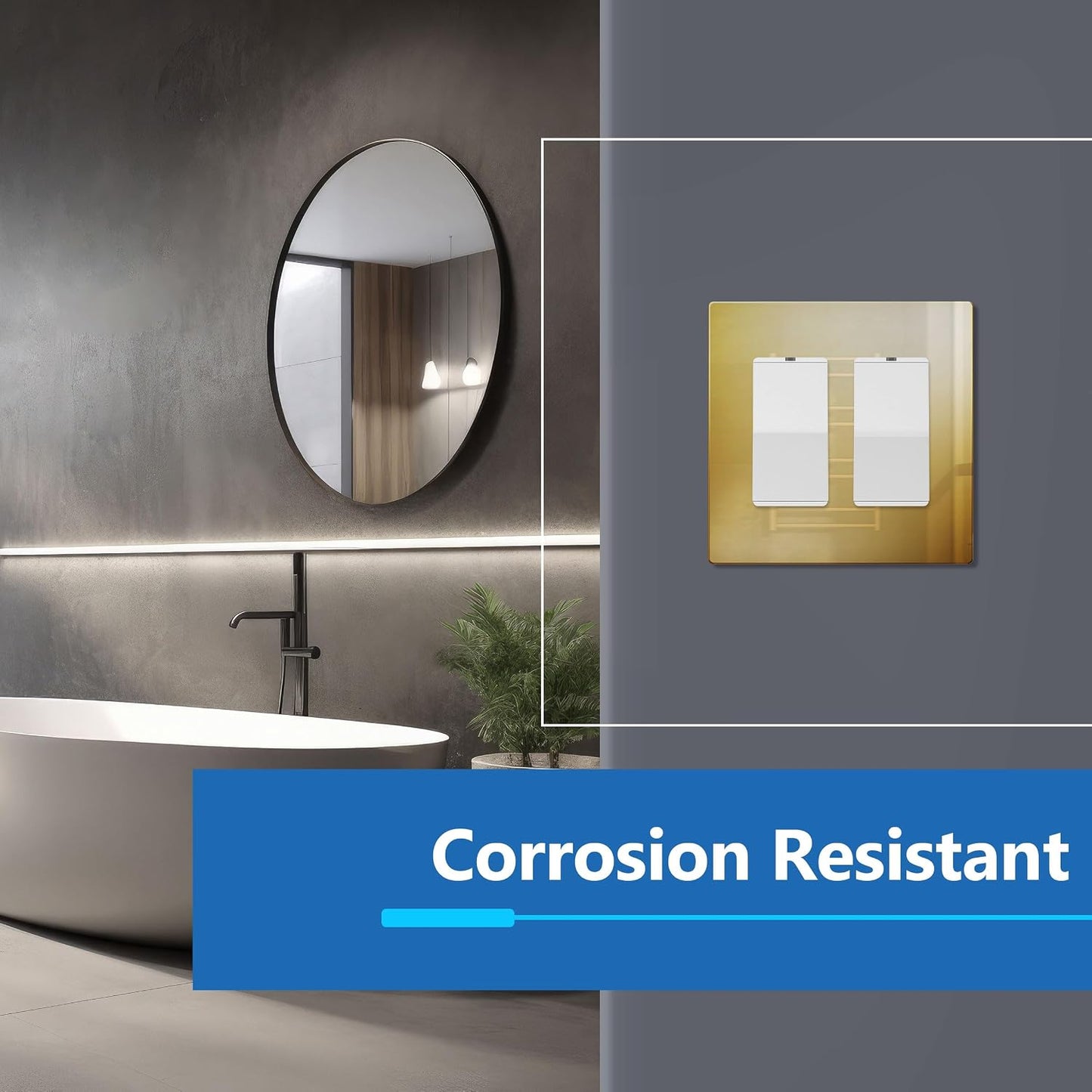 LIDER Double Decorator Metal Wall Plate, Mid-Size 2-Gang 4.88” x 4.92” | Screwless Cover, Temperature And Impact