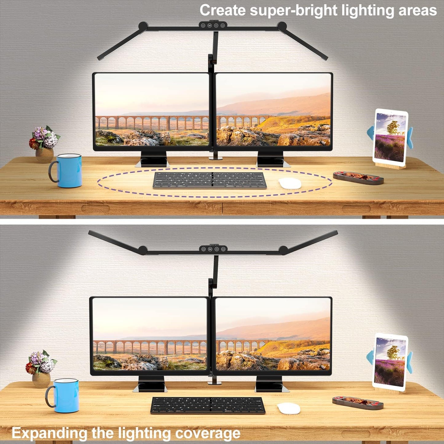 Led Desk Lamp with Clamp, Architect Desk Lamp for Home Office with Atmosphere Lighting, 24W Ultra Bright Auto Dimming