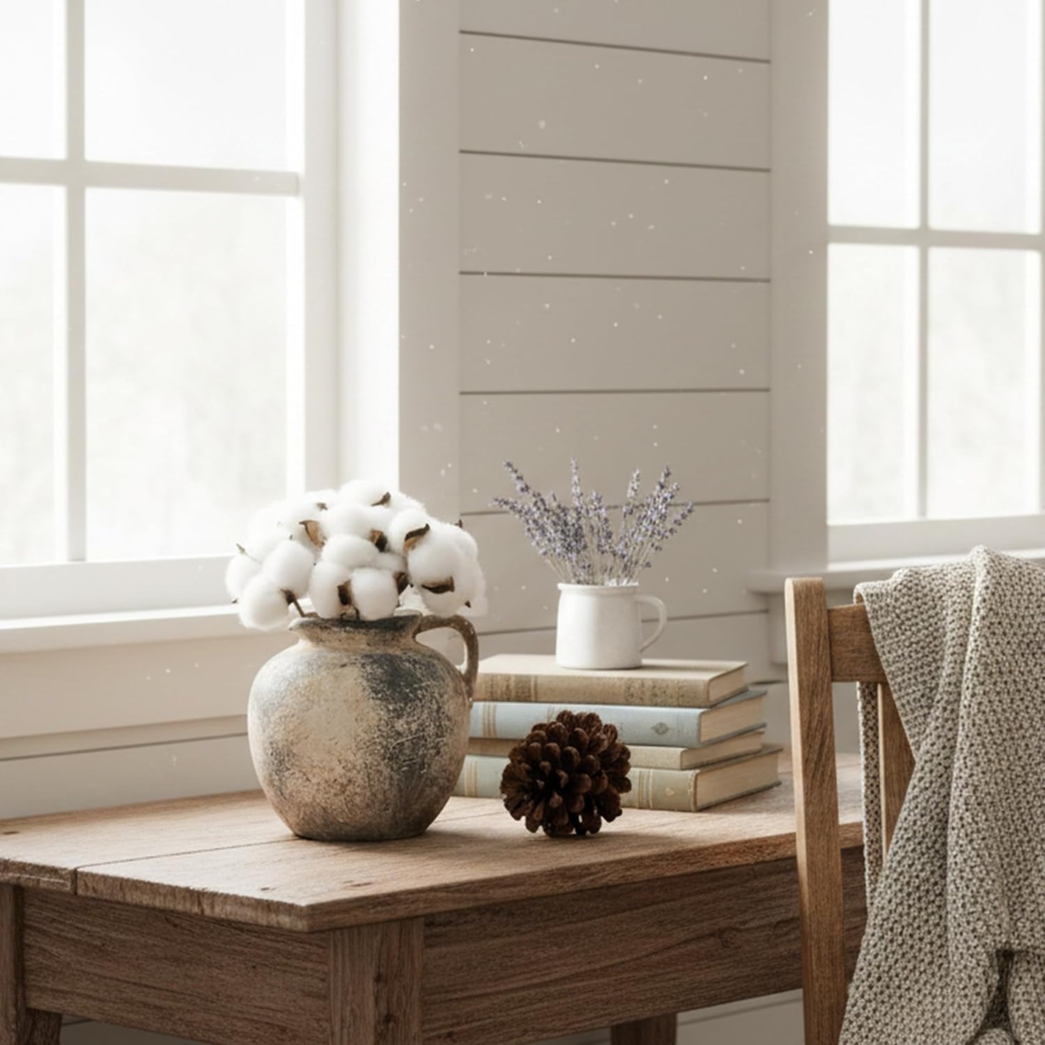 Rustic Vase / Farmhouse Ceramic Vase Boho Decor Decorative Vase / Gray- 5.6 / 5.6 Inch