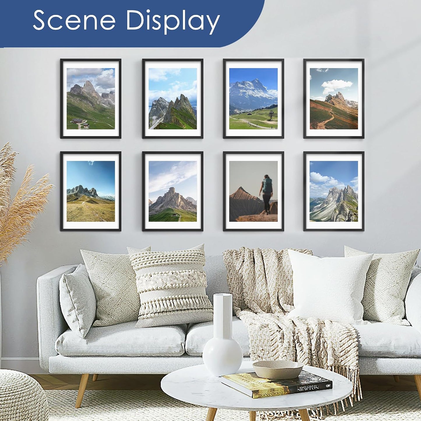 18x24 Poster Frame Set of 6, Wall Mounting Display, Black | Display 16x20 with Mat or 18x24 Without Mat, Horizontal or