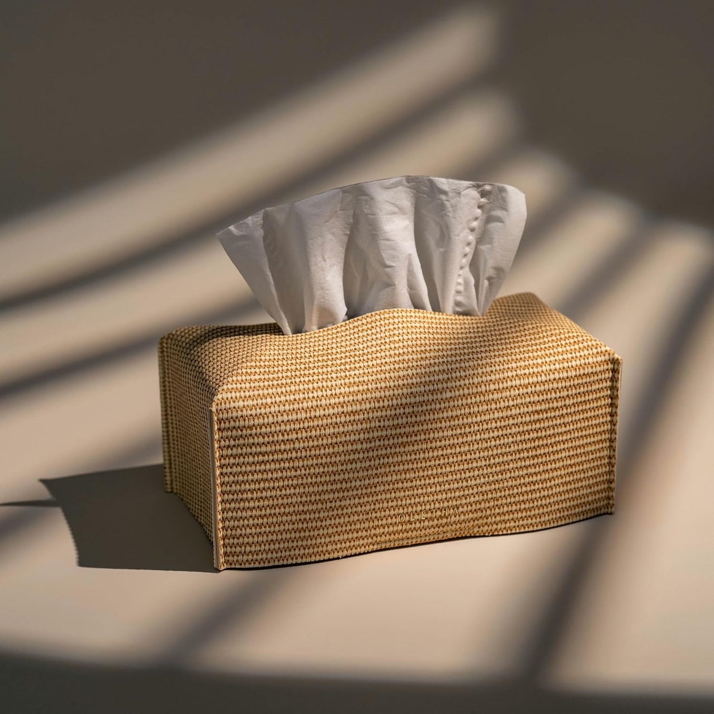 Aesthetic Rectangle Tissue Box Cover / Standard / Rattan Textured