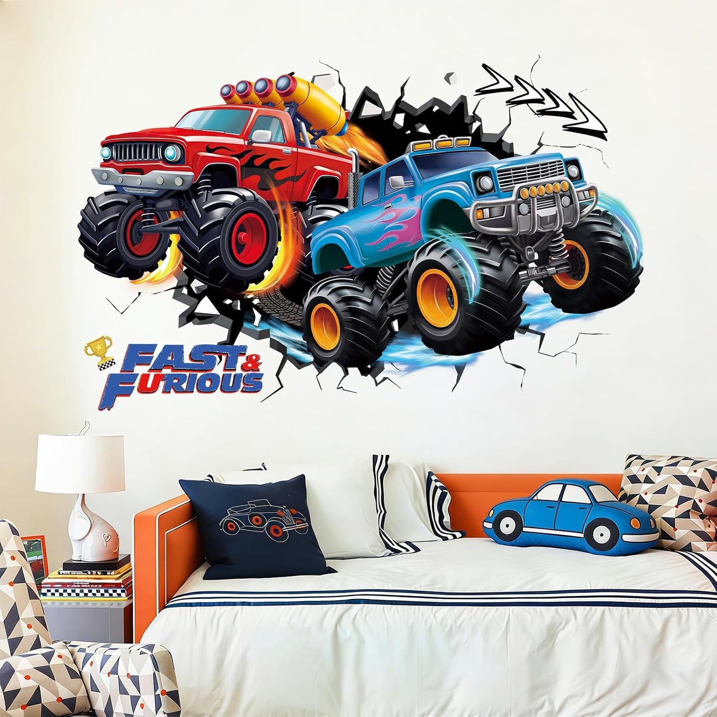 Wall Decal Peel and Stick / 3d Racing Car