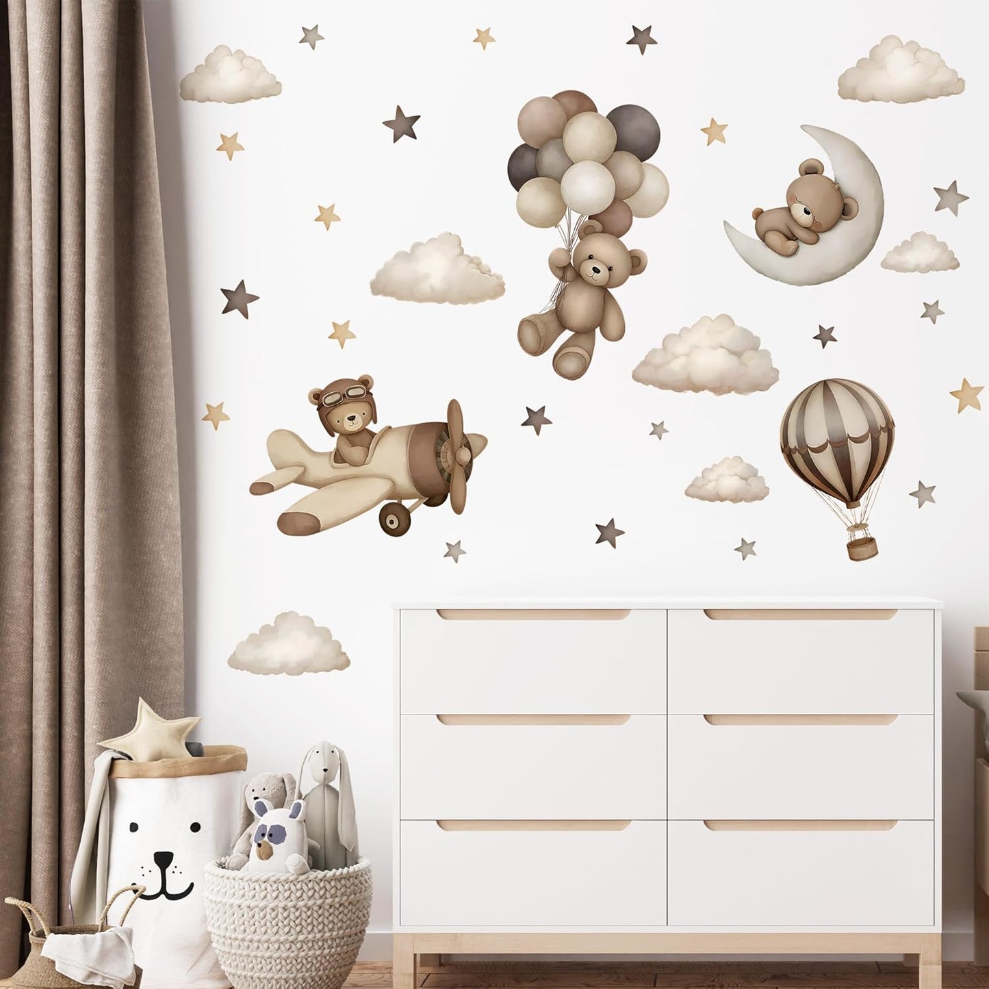 Teddy Bear Wall Decals / Coffee Brown Bear Wall Decal