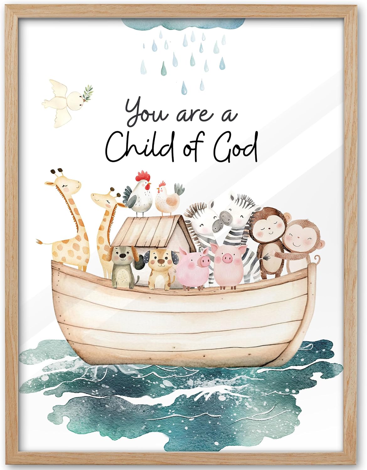 KensTro 12x16 Oak Framed Noah's Ark Child of God Wall Art