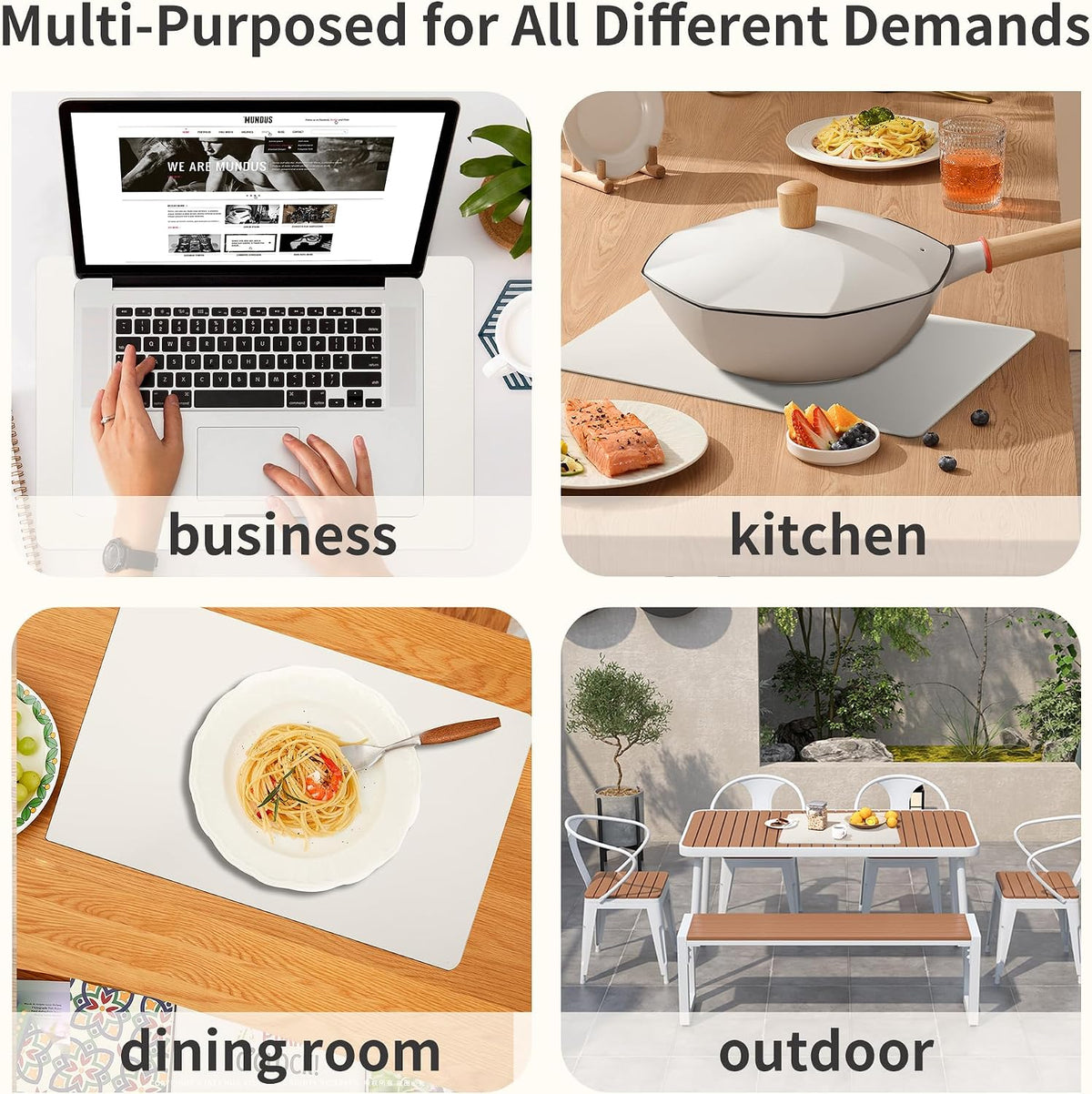 Maxpearl Faux Leather Placemats Set of 8, Easy to Clean, Ivory White | Waterproof - Heat Resistant - Non Slip - Wipe