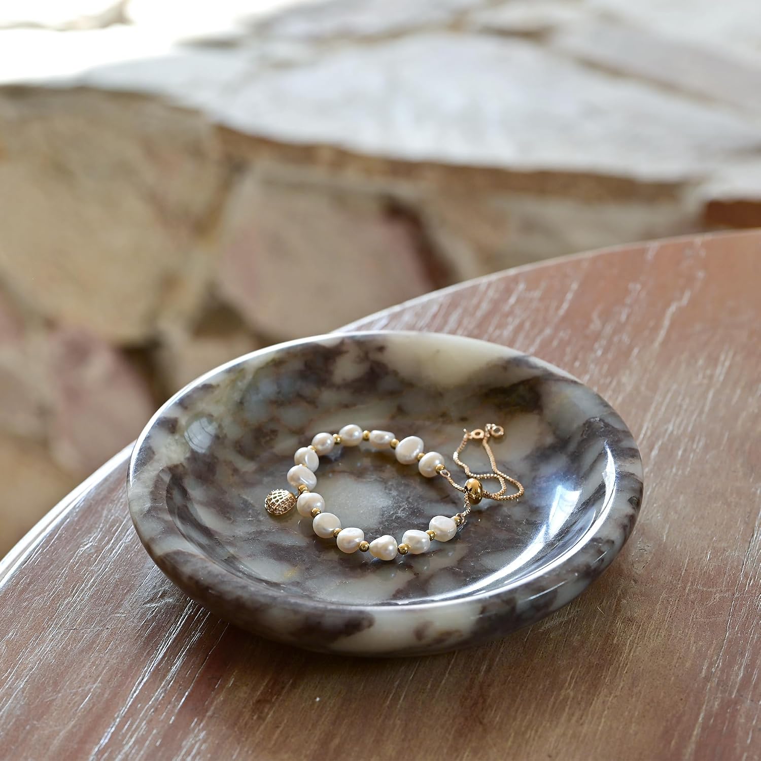 Marble Ring Dish Jewelry Tray / Calacatta Viola / Natural