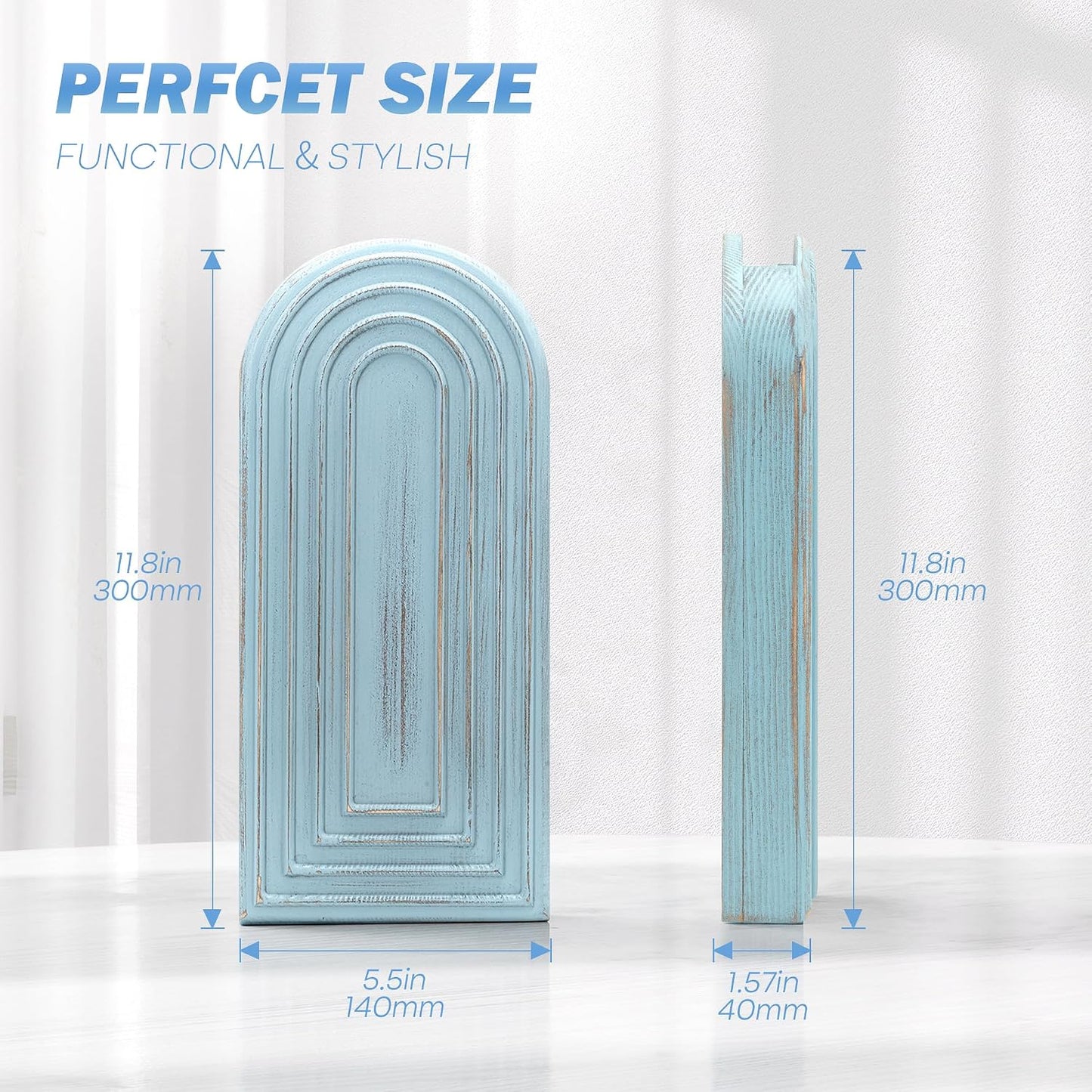 Pine Wood Boho Decor Wall Vases / Blue / Set of 2