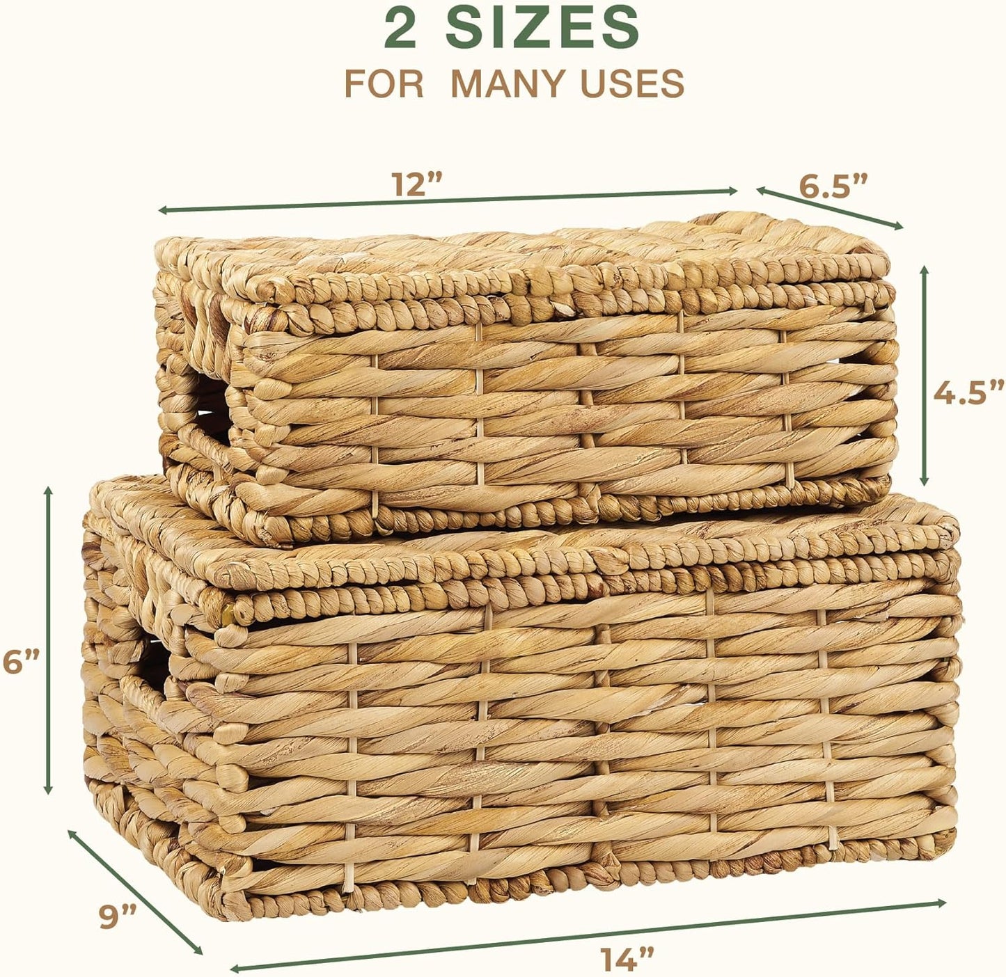 Woven Basket / Wicker Baskets / Natural / Set of 2