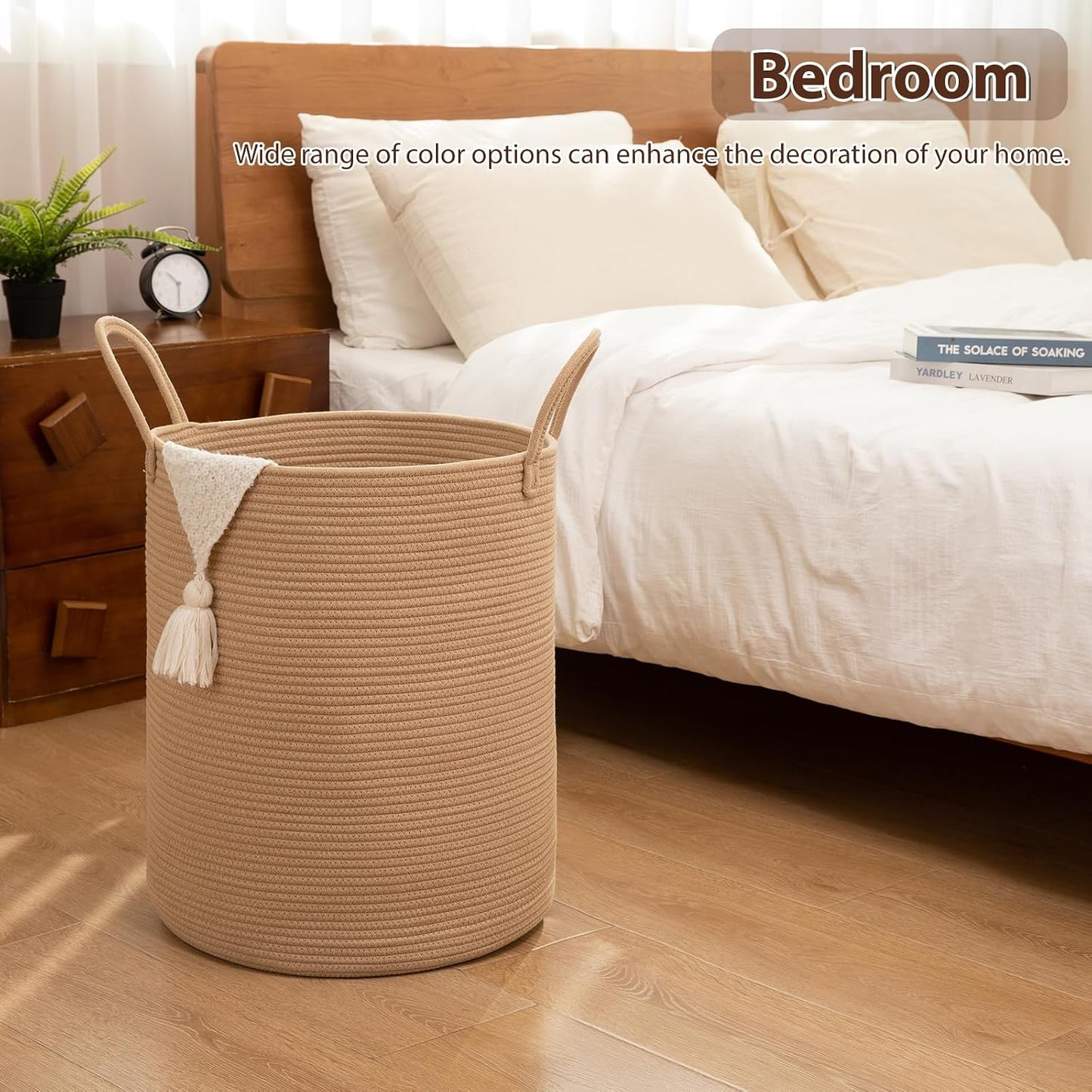 Cotton Rope Woven Basket for Blankets / Yellow / 60L