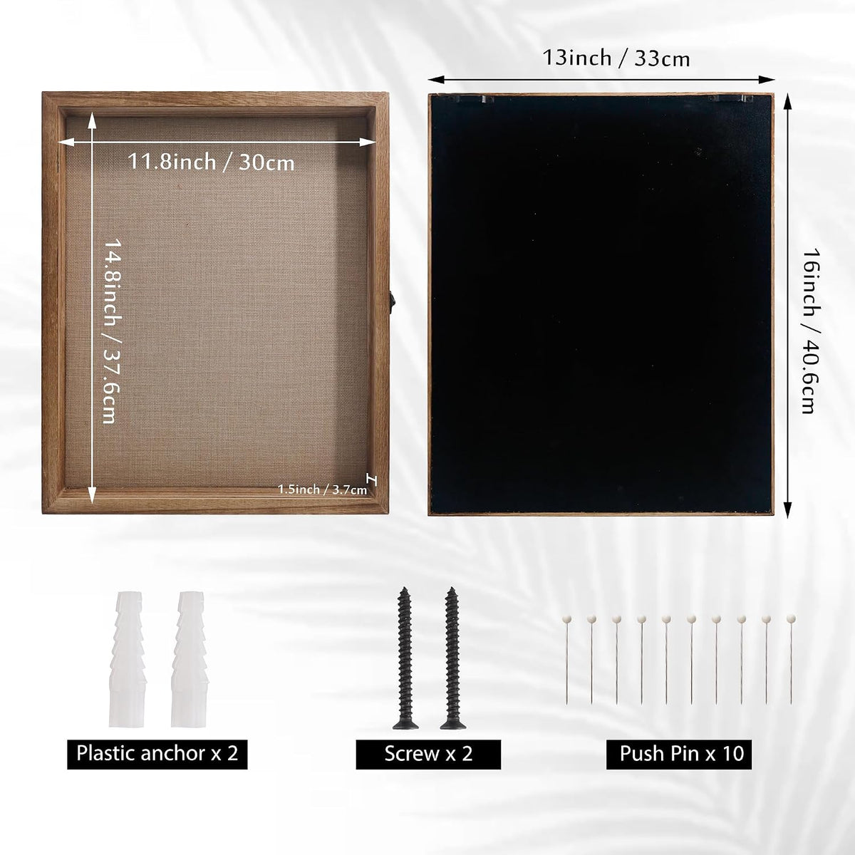 Shadow Box Frame 13x16, Wood Display Boxes with Linen Back | Large Shadow Box with Paulownia Wood and Real Glass Cover