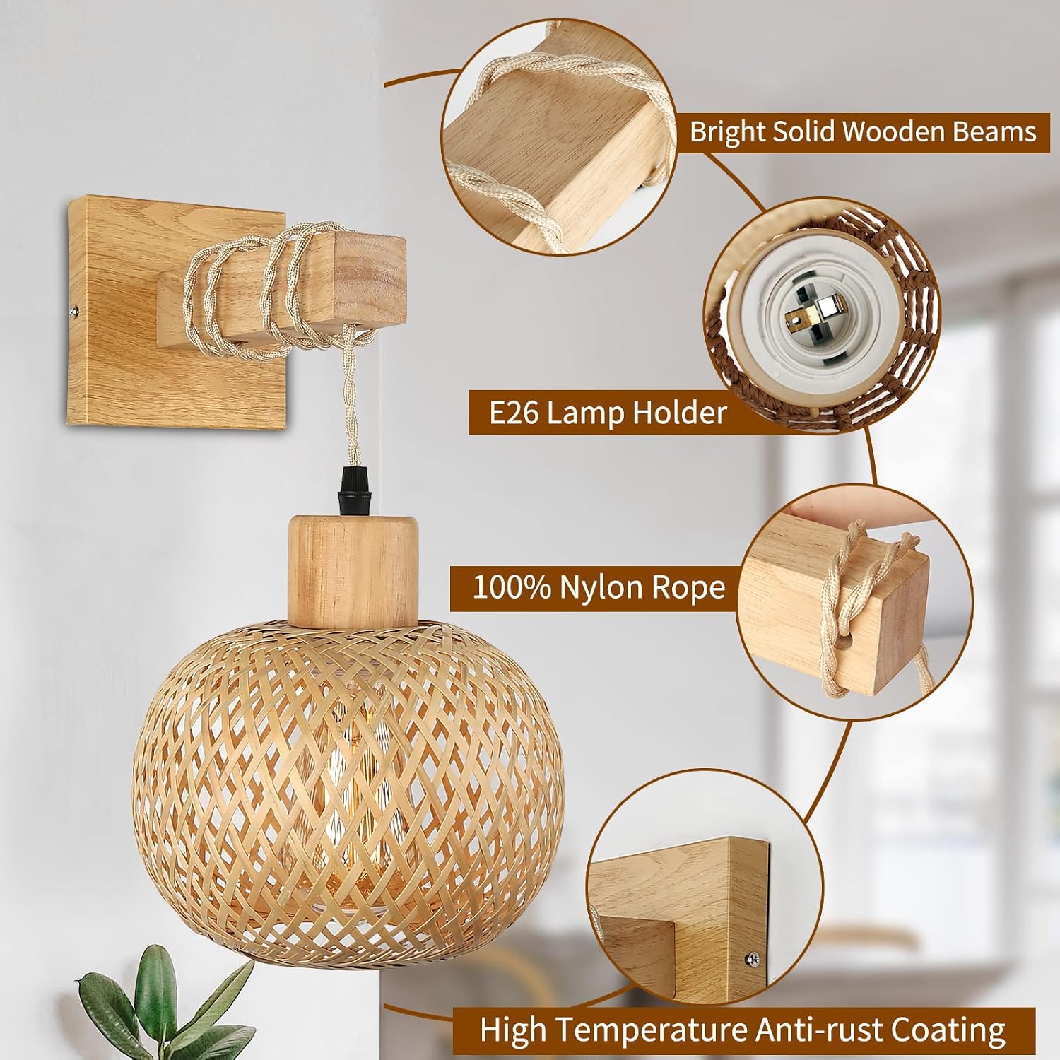 Rattan Wall Lamps / Farmhouse Wall Light