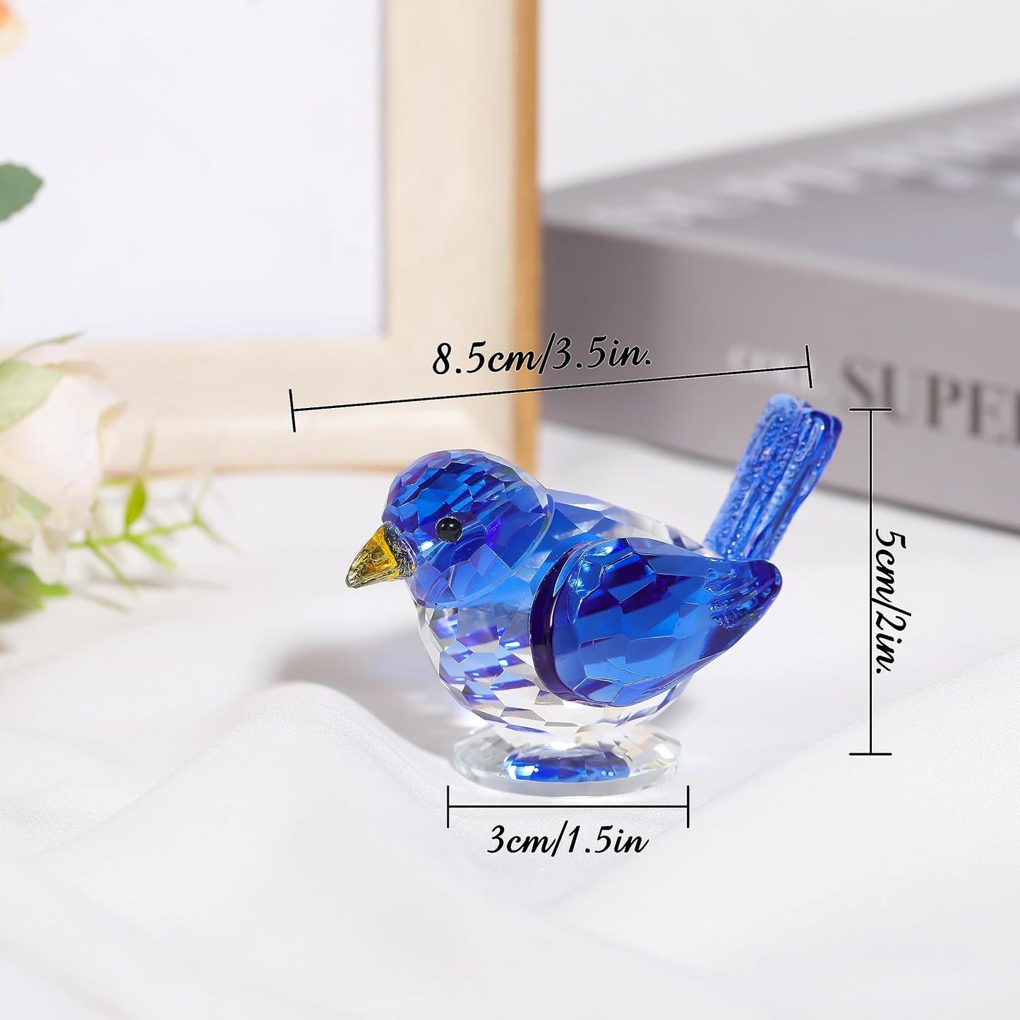 Handmade Glass Animals Figurines Crystal Office Desk Table Home Decor / Blue