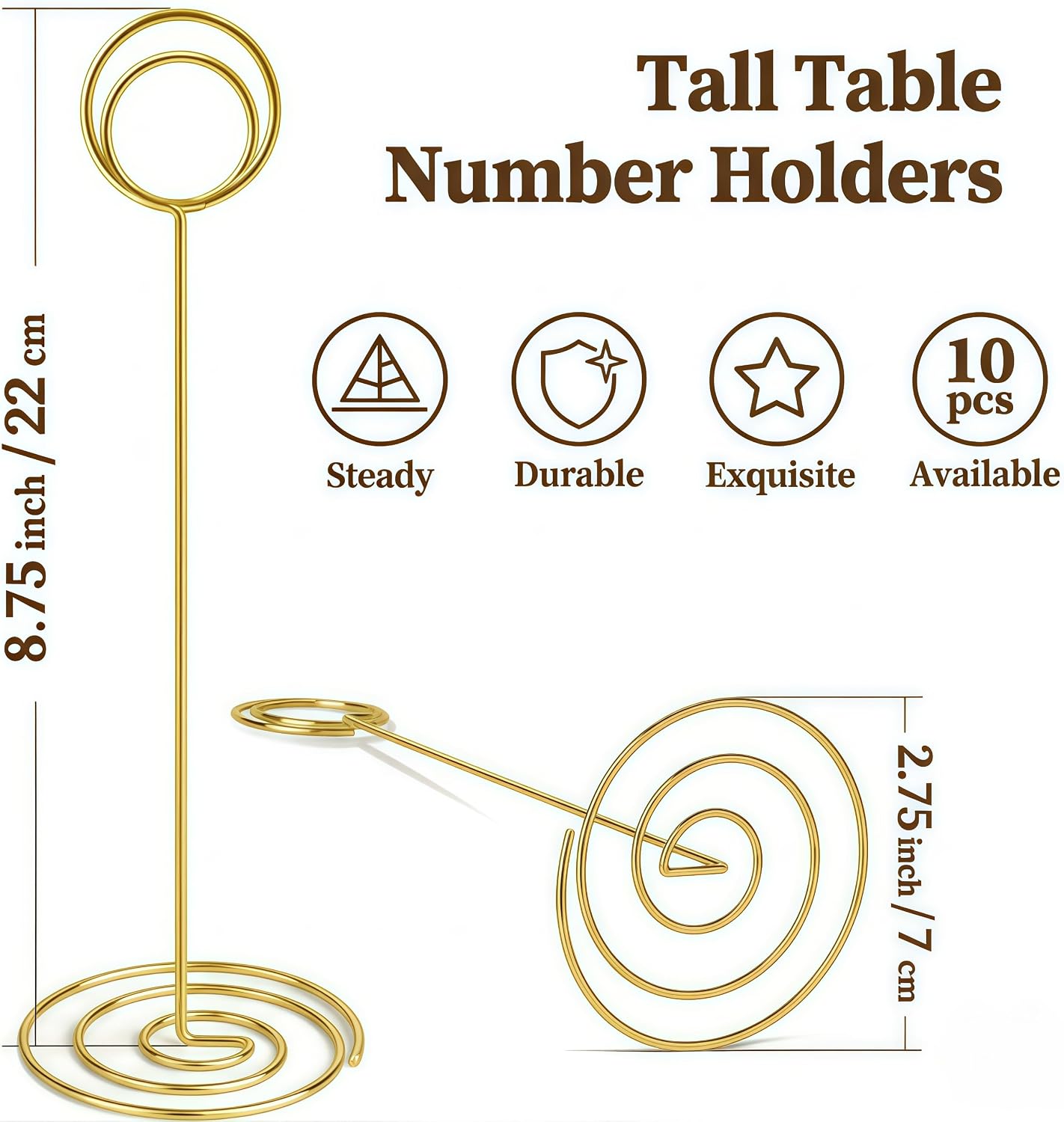 Radezon 20 Pack 8.75 inch Tall Table Number Holders Place Card Holder Table Picture Holder Wire Photo Holder Clips