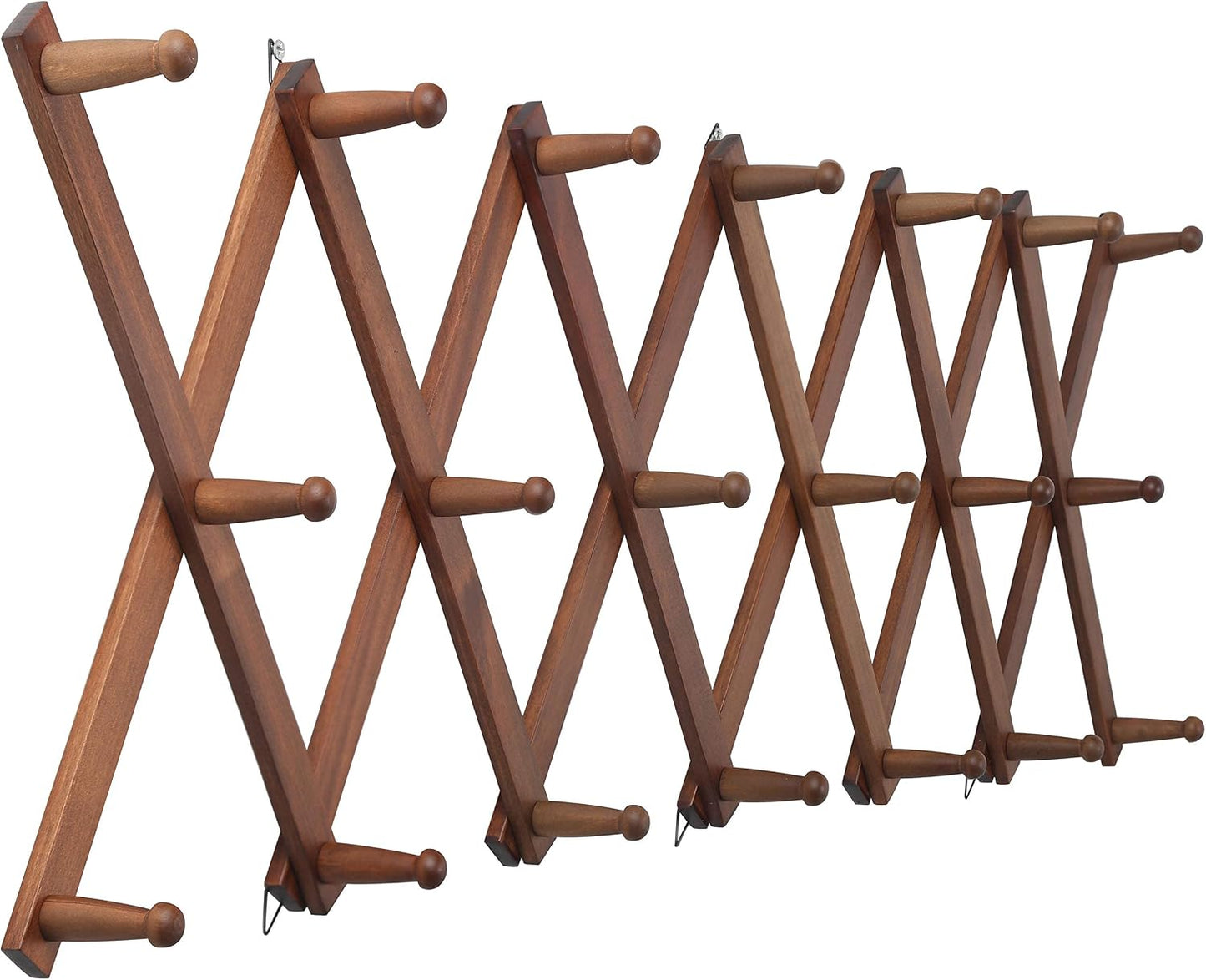 WEBI Accordion Wall Hanger,Expandable Wooden Coat Rack Wall Mounted,Accordion Hat Rack for Wall,Accordion Hook Rack for
