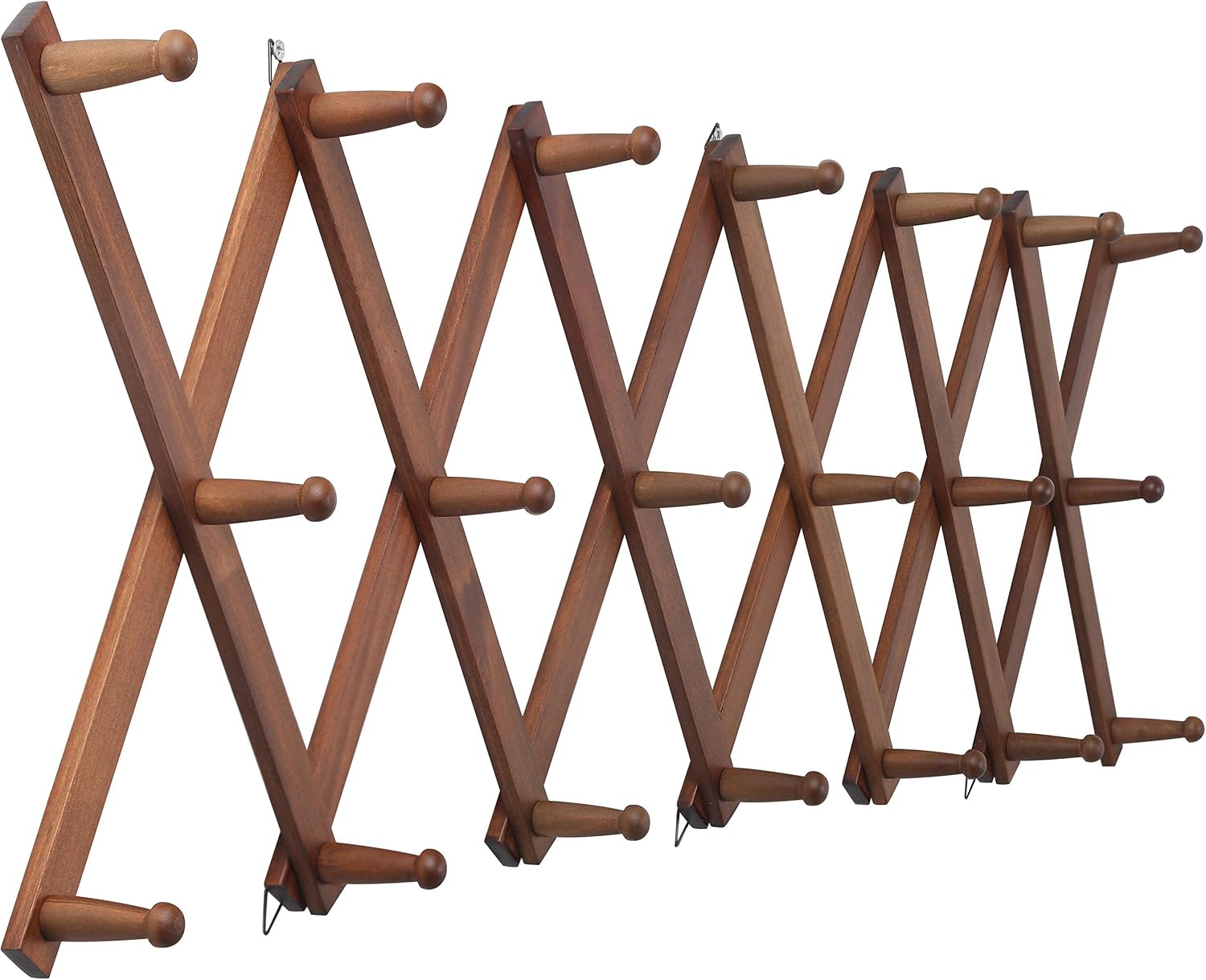 WEBI Accordion Wall Hanger,Expandable Wooden Coat Rack Wall Mounted,Accordion Hat Rack for Wall,Accordion Hook Rack for