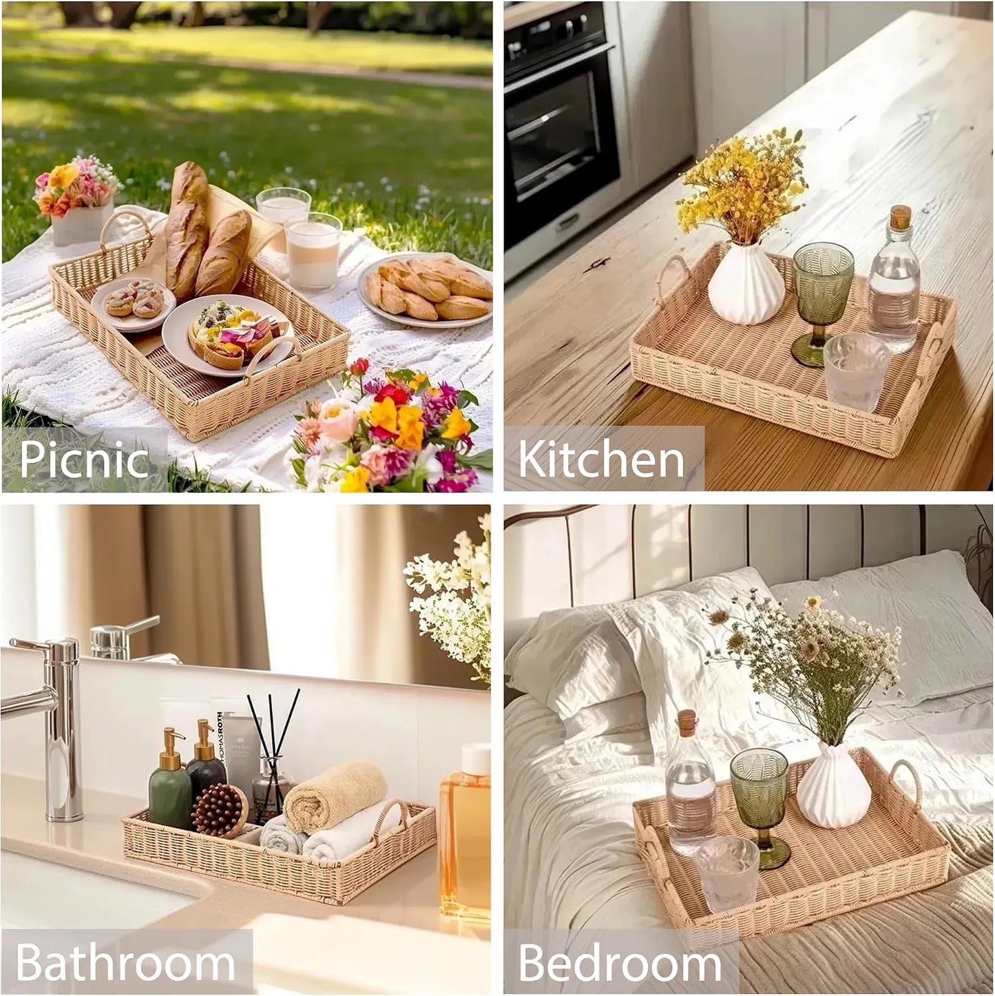 Wicker Serving Trays / Nude Color