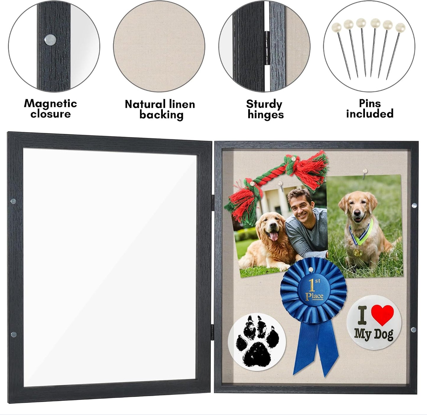 Americanflat 11x14 Shadow Box Frame - Engineered Wood - Black | Shatter-resistant glass, 1.4 inch interior depth, hangs