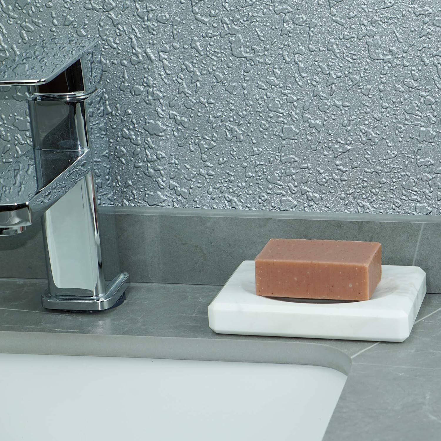 Soap Dish Tray Marble Soap Holder Trinket Plate / White