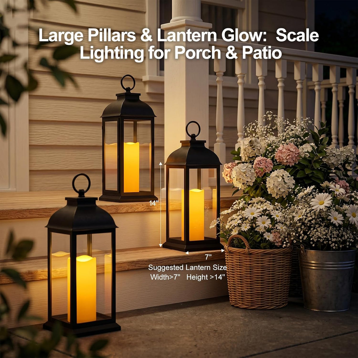 Amagic 12"x5" Large Waterproof Outdoor Flameless Candles with Remote Timer | Battery Operated Electric Fake Candle with