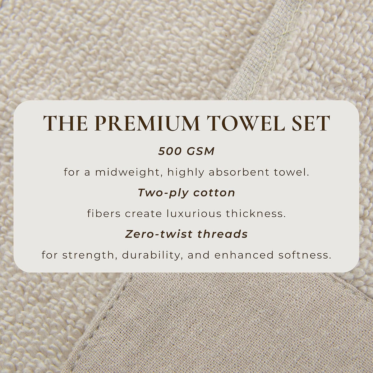 Great Bay Home Light Grey Bath Towel Set - Ultra-Soft 100% Cotton, Linen Like Border Design - 4 Bath Towels (54" x 30")