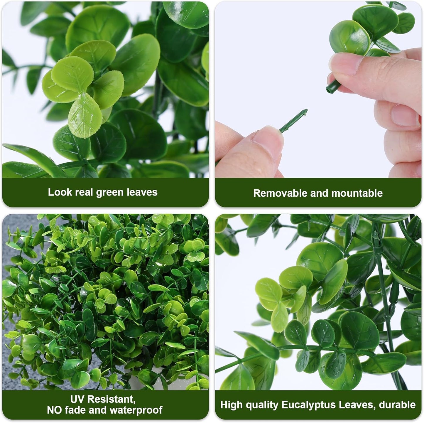 Artificial Plants / 12 Bundles Faux Eucalyptus Leaves Stems Bulk / Green Eucalyptus