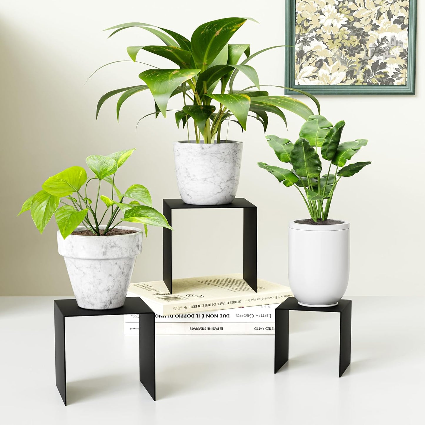 Metal Riser Square Display Stand For Cupcakes / 4P-6INCH / Black / 6 Inch / Set of 8