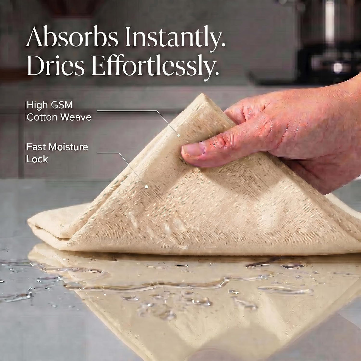 Urban Villa Kitchen Towels Cotton Dish Towels 20”x30” (Set of 6) Ivory