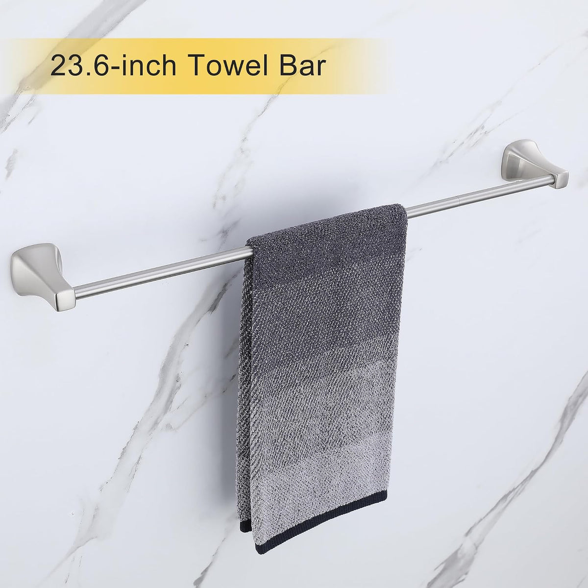 Brushed Brushed Nickel Bathroom Hardware Set 4 Piece Brushed Nickel Bathroom Accessories Set, 23.6 inch Bath Towel Bar