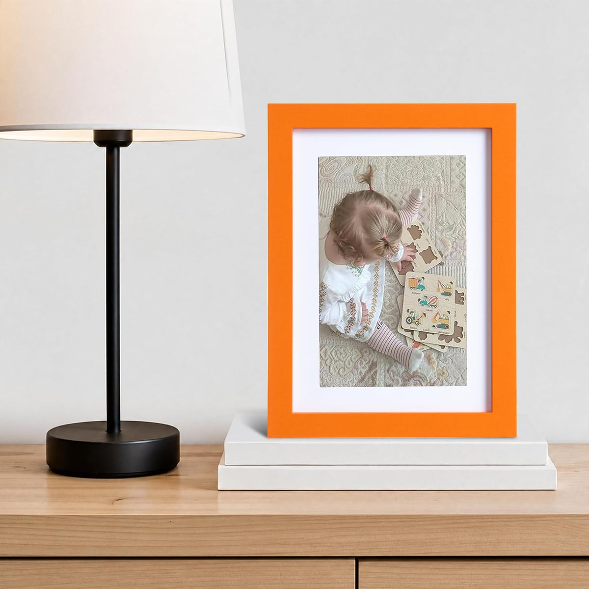 eletecpro 5x7 Picture Frames, Acrylic Cover, Orange, Set of 10 | Display Photo 4x6 with Mat or 5x7 without, Horizontal